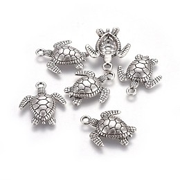 Honeyhandy Alloy Pendants, Ocean Theme, Lead Free & Nickel Free & Cadmium Free, Sea Turtle, Thailand Sterling Silver Plated, 28.5x24.5x4.5mm, Hole: 2.5mm