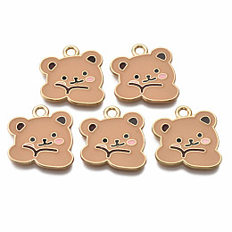 Alloy Enamel Pendants, Light Gold, Cadmium Free & Nickel Free & Lead Free, Bear, Camel, 21.5x20.5x1.5mm, Hole: 2mm