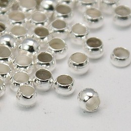 Honeyhandy Cadmium Free & Nickel Free & Lead Free, Rondelle Brass Crimp Beads, Silver Color Plated, 2.5mm, Hole: 1.2mm, about 360~365pcs/10g