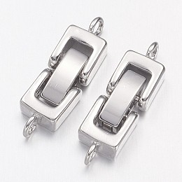 Honeyhandy Platinum Brass Fold Over Clasps, Cadmium Free & Nickel Free & Lead Free, 24x7x4mm, Hole: 1mm