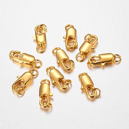 Honeyhandy Brass Lobster Claw Clasps, Cadmium Free & Nickel Free & Lead Free, Golden, 16x6mm, Hole: 2.5mm