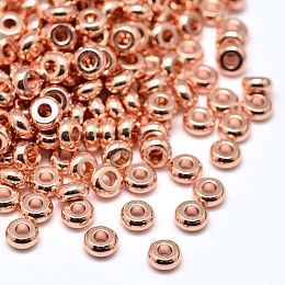 ARRICRAFT Brass Flat Round Spacer Beads, Lead Free & Cadmium Free & Nickel Free, Rose Gold, 4x2mm, Hole: 1mm