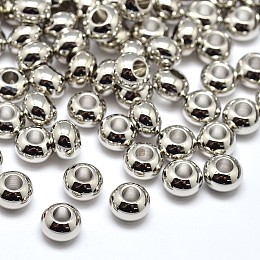 Honeyhandy Brass Flat Round Spacer Beads, Platinum, 6x4mm, Hole: 2mm