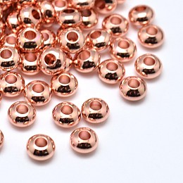 Honeyhandy Brass Flat Round Spacer Beads, Rose Gold, 4x2mm, Hole: 1.6mm