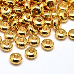 Honeyhandy Brass Flat Round Spacer Beads, Golden, 6x3mm, Hole: 2mm