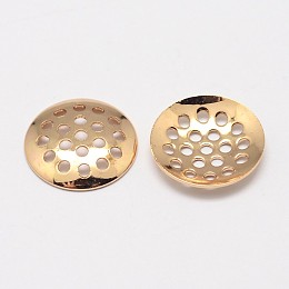 Honeyhandy Grade AAA Brass Sieve Ring Settings, Cadmium Free & Nickel Free & Lead Free, Real 18K Gold Plated, 12x2mm, Hole: 1mm