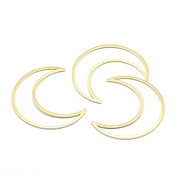 Honeyhandy Brass Linking Rings, Lead Free & Cadmium Free & Nickel Free, Moon, Real 18K Gold Plated, 49x40x1mm