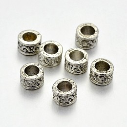 Honeyhandy Tibetan Style Alloy Column Spacer Beads, Lead Free & Cadmium Free & Nickel Free, Antique Silver, 5x3mm, Hole: 3mm