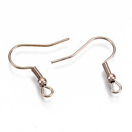 Honeyhandy 304 Stainless Steel Earring Hooks, Ear Wire, with Horizontal Loop, Cadmium Free & Nickel Free & Lead Free, Rose Gold, 20~22x22mm, Hole: 2mm, Pin: 0.7mm