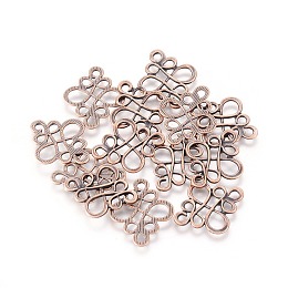 Honeyhandy Tibetan Style Links connectors,  Nickel Free & Lead Free, Chinese knot, Red Copper, 22x18.5x1mm, Hole: 2.5x3mm