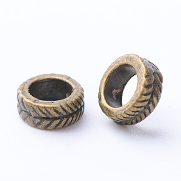 Honeyhandy Tibetan Style Alloy European Beads, Large Hole Beads, Donut, Cadmium Free & Nickel Free & Lead Free, Antique Bronze, 7x3mm, Hole: 4.5mm