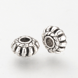 Honeyhandy Tibetan Style Alloy Beads, Cadmium Free & Nickel Free & Lead Free, Lantern, Antique Silver, 8x4.5mm, Hole: 2mm