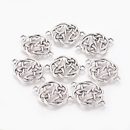 Honeyhandy Tibetan Style Alloy Links connectors, Flat Round Knot, Cadmium Free & Nickel Free & Lead Free, Antique Silver, 29x20x2mm, Hole: 2mm