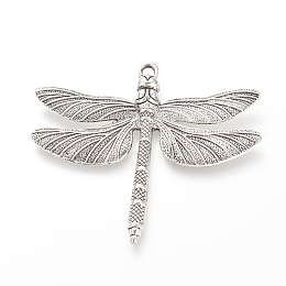 Honeyhandy Tibetan Style Alloy Big Pendants, Dragonfly, Cadmium Free & Nickel Free & Lead Free, Antique Silver, 63.5x72x5.5mm, Hole: 3.5mm