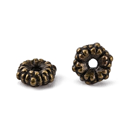 Honeyhandy Tibetan Style Alloy Spacer Beads, Cadmium Free & Nickel Free & Lead Free, Flower, Antique Bronze, 5.5x2mm, Hole: 1mm, about 606pcs/100g