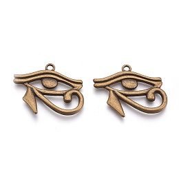 Honeyhandy Tibetan Style Alloy Pendants, Egyptian Eye of Horus, Cadmium Free & Nickel Free & Lead Free, Antique Bronze, 27x32x2mm, Hole: 2mm