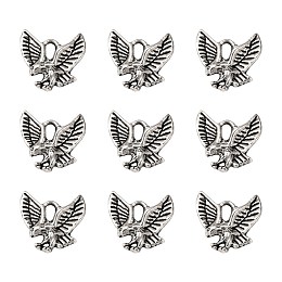 Honeyhandy Tibetan Style Alloy Pendants, Cadmium Free & Nickel Free & Lead Free, Eagle/Hawk Charm Antique Silver, 13x13x2mm, Hole: 2mm