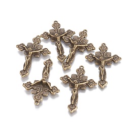 Honeyhandy Tibetan Style Alloy Pendants, For Easter, Cadmium Free & Nickel Free & Lead Free, Crucifix Cross, Antique Bronze, 48x31x5mm, Hole: 2mm