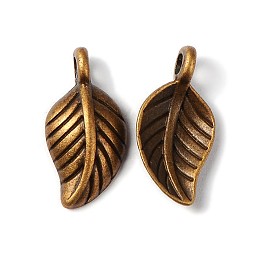 Honeyhandy Tibetan Style Alloy Pendants, Leaf, Cadmium Free & Nickel Free & Lead Free, Antique Bronze, 14x7x2.5mm, Hole: 1.5mm