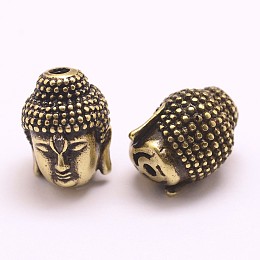 Honeyhandy Brass Micro Pave Grade AAA Cubic Zirconia Beads, Long-Lasting Plated, Cadmium Free & Nickel Free & Lead Free, Buddha, Antique Bronze, 13x10x10mm, Hole: 2mm