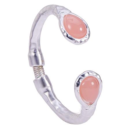 SUNNYCLUE 925 Sterling Silver Plated Cuff Bangle Bracelet Teardrop Open Wire Bracelet Jewelry for Women Girls, Pink