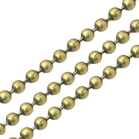 NBEADS 100m Iron Ball Chains, Beads Chain, Come On Reel, Lead Free & Cadmium Free & Nickel Free, Antique Bronze, 1.5mm