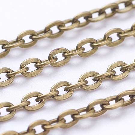 Honeyhandy Iron Cable Chains, Unwelded, with Spool, Flat Oval, Popular for Jewelry Making, Important Decoration, Cadmium Free & Nickel Free & Lead Free, Antique Bronze, 3x2x0.6mm, about 328.08 Feet(100m)/roll
