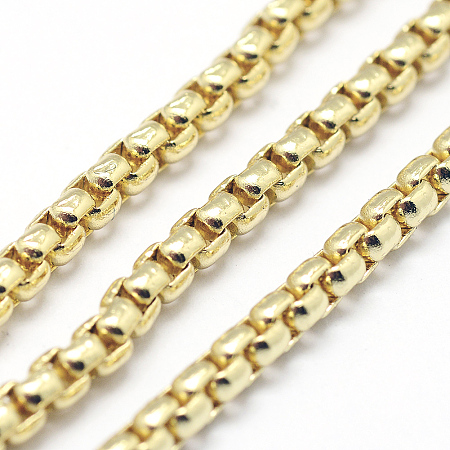 ARRICRAFT Brass Venetian Chains, Unwelded, Lead Free & Nickel Free & Cadmium Free, Real 18K Gold Plated, 2.5x2.5mm