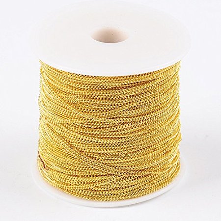 NBEADS 92m Brass Twisted Chains Curb Chains, Come On Reel, Matte Golden, 1.5x1x0.35mm