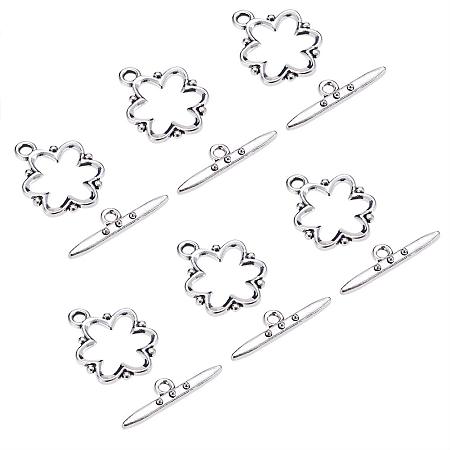 NBEADS 50 Sets Antique Silver Alloy Ring Toggle Clasps & Tar Clasps for Necklace Bracelet Jewelry Making