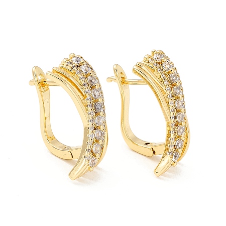 ARRICRAFT Real 18K Gold Plated Cubic Zirconia Small Hoop Earrings for Girl Women, Clear, 21x8mm, Pin: 1mm