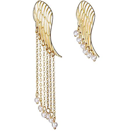 SUNNYCLUE  Gold Plated Angle Wing Dangle Stud Earrings Women Girls Hypoallergenic