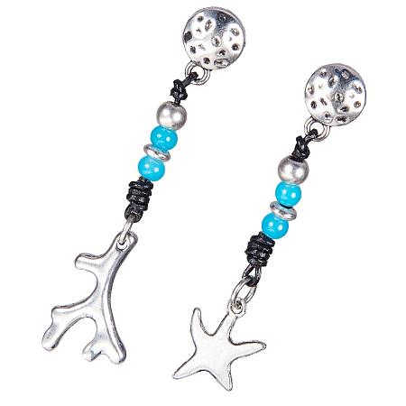 SUNNYCLUE 925 Sterling Silver Plated Asymmetric Star Dog Star Dangle Stud Earring