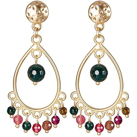 SUNNYCLUE  Gold Plated Bohemian Chandelier Drop Earrings Gemstone Tassel Bead Earrings for Women Girls Nickel Free