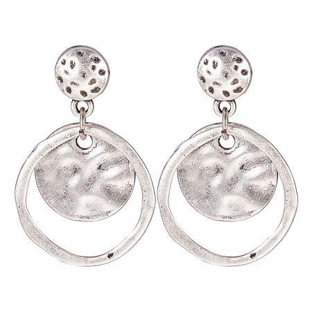SUNNYCLUE Thai Sterling Silver Plated Round Circle Disc Shaped Drop Dangle Earring for Women