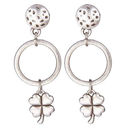 SUNNYCLUE Thai Sterling Silver Plated Four-Leaf Clover Dangle Stud Earrings for Women Girls