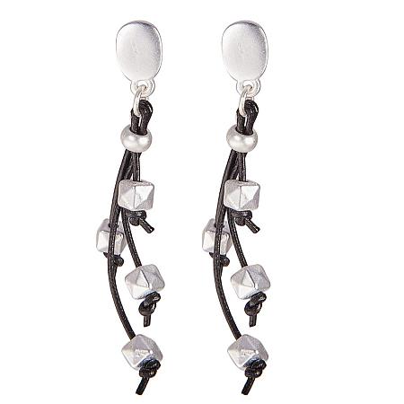 SUNNYCLUE 925 Sterling Silver Plated Square Beaded Tassel Dangle Stud Earrings