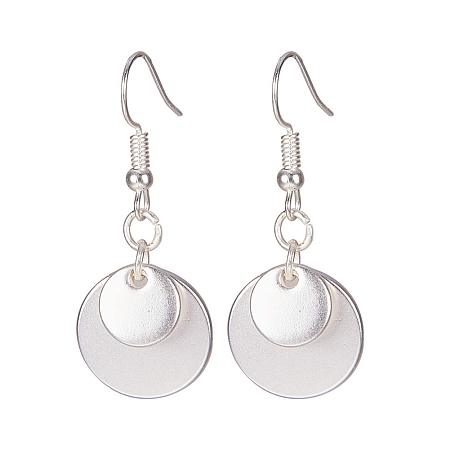 SUNNYCLUE 925 Sterling Silver Plated Double Coin Disc Dangle Hook Earrings for Women