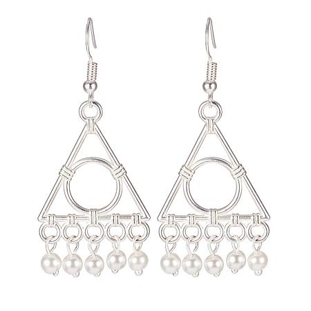 SUNNYCLUE 925 Sterling Silver Plated Triangle Beaded Tassel Dangle Hook Earrings for Women
