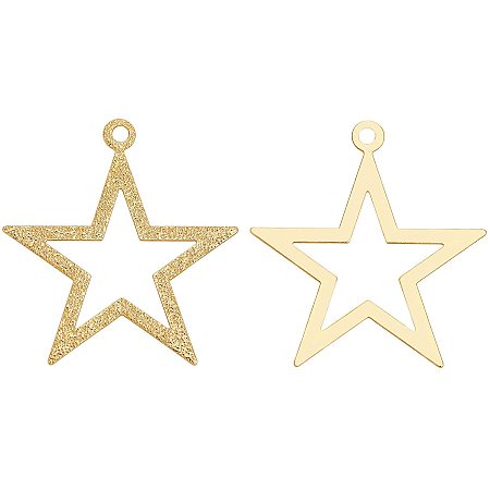 BENECREAT 30pcs Gold Star Brass Charms Real 18K Gold Plated Pendants(27x25x0.3mm) for Earrings Bracelet Necklace Jewelry Making