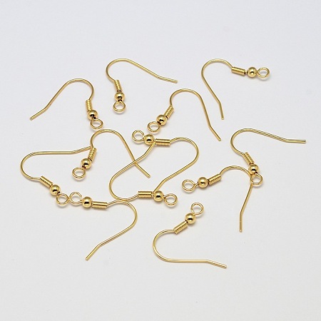 ARRICRAFT Brass Earring Hooks, Cadmium Free & Nickel Free & Lead Free, Golden, 20x21mm, Hole: 1mm, Pin: 0.8mm