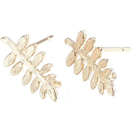 Arricraft 50Pcs Earstud Post Leaf Pad, Pin Studs, Loop Studs Earrings Accessories for Women Earring Making Supplies-Golden