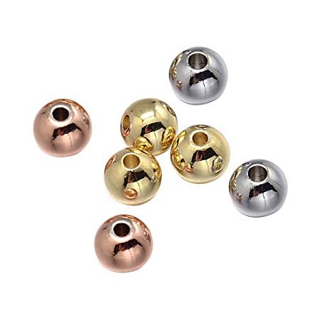 NBEADS 50 Pcs Mixed Color Brass Spacer Beads Round Loose Beads for Bracelet Necklace DIY Jewelry Making, Lead Free & Nickel Free & Cadmium Free