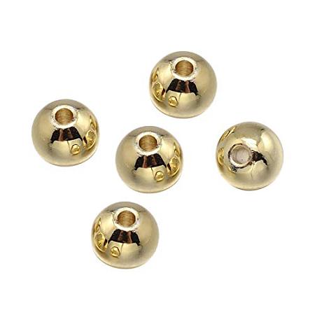 NBEADS 50 Pcs Golden Brass Spacer Beads Round Loose Beads for Bracelet Necklace DIY Jewelry Making, Lead Free & Nickel Free & Cadmium Free