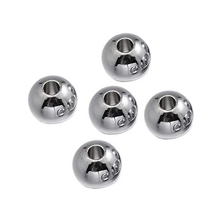 NBEADS 50 Pcs Platinum Brass Spacer Beads Round Loose Beads for Bracelet Necklace DIY Jewelry Making, Lead Free & Nickel Free & Cadmium Free