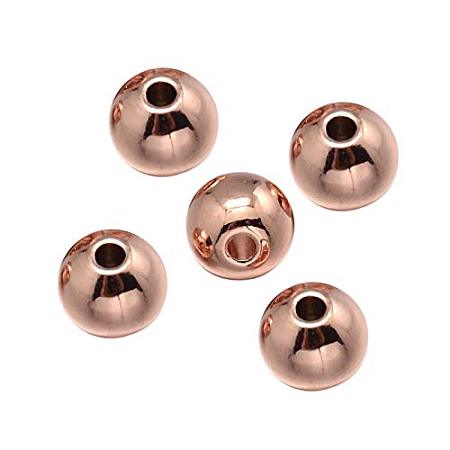 NBEADS 50 Pcs Rose Gold Brass Spacer Beads Round Loose Beads for Bracelet Necklace DIY Jewelry Making, Lead Free & Nickel Free & Cadmium Free