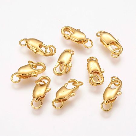 Brass Lobster Claw Clasps, Cadmium Free & Nickel Free & Lead Free, Golden, 18x6mm, Hole: 3mm