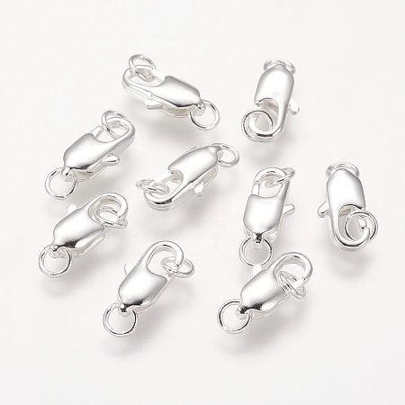 Brass Lobster Claw Clasps, Cadmium Free & Nickel Free & Lead Free, Silver Color Plated, 18x6mm, Hole: 3mm