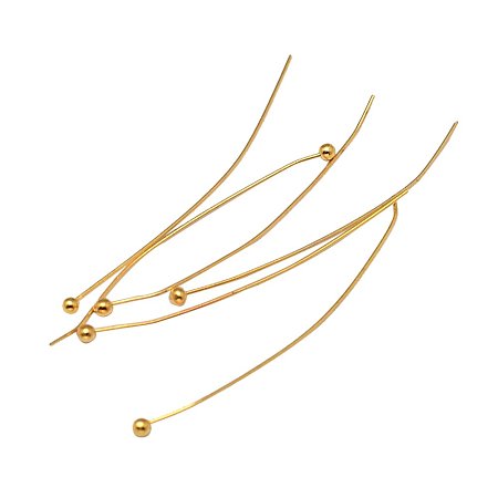 NBEADS 500 Pcs Brass Ball Headpins, Cadmium Free & Nickel Free & Lead Free, Real Gold Plated, 39mm; Pin: 0.4mm