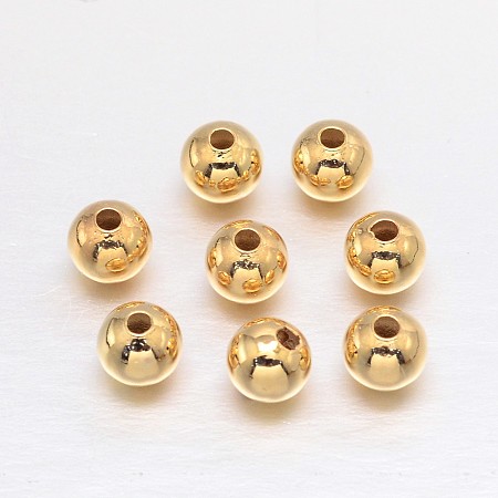 ARRICRAFT Real Gold Plated Brass Round Spacer Beads, Lead Free & Cadmium Free & Nickel Free, Real 18K Gold Plated, 4mm, Hole: 1.5mm, about 833pcs/50g